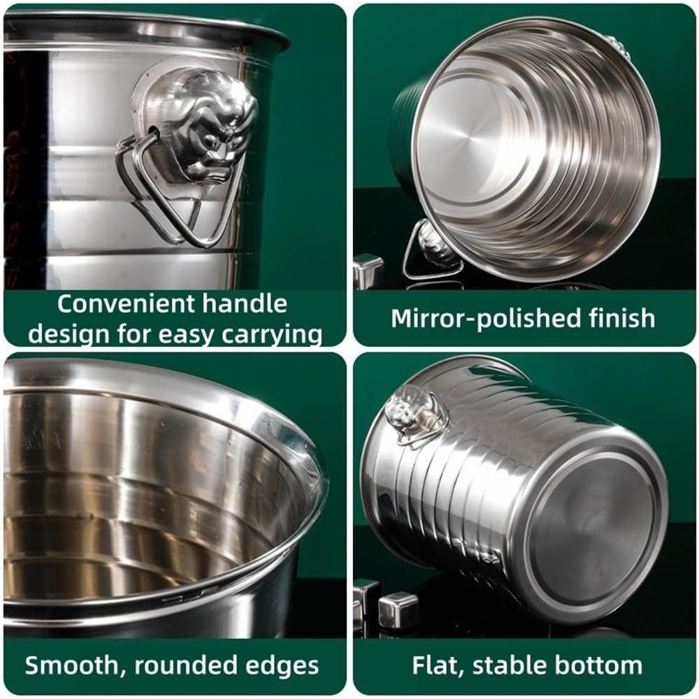 4 Pcs Stainless Steel Champagne Bucket, Beverage Tub with Handles, Ice Bucket, Party Beverage Chiller, for Champagne Beer Cocktail Wine Drinks(Gold,Small)
