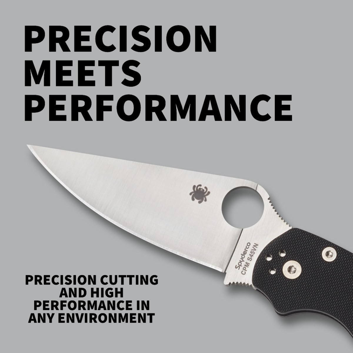 Spyderco Para Military 2 Folding Pocket Knife with 3.4' CPM S45VN Steel Blade and G-10 Handle - EDC Knife for Men and Women, Perfect for Hunting, Tactical, Camping, Survival - PlainEdge - C81GP2