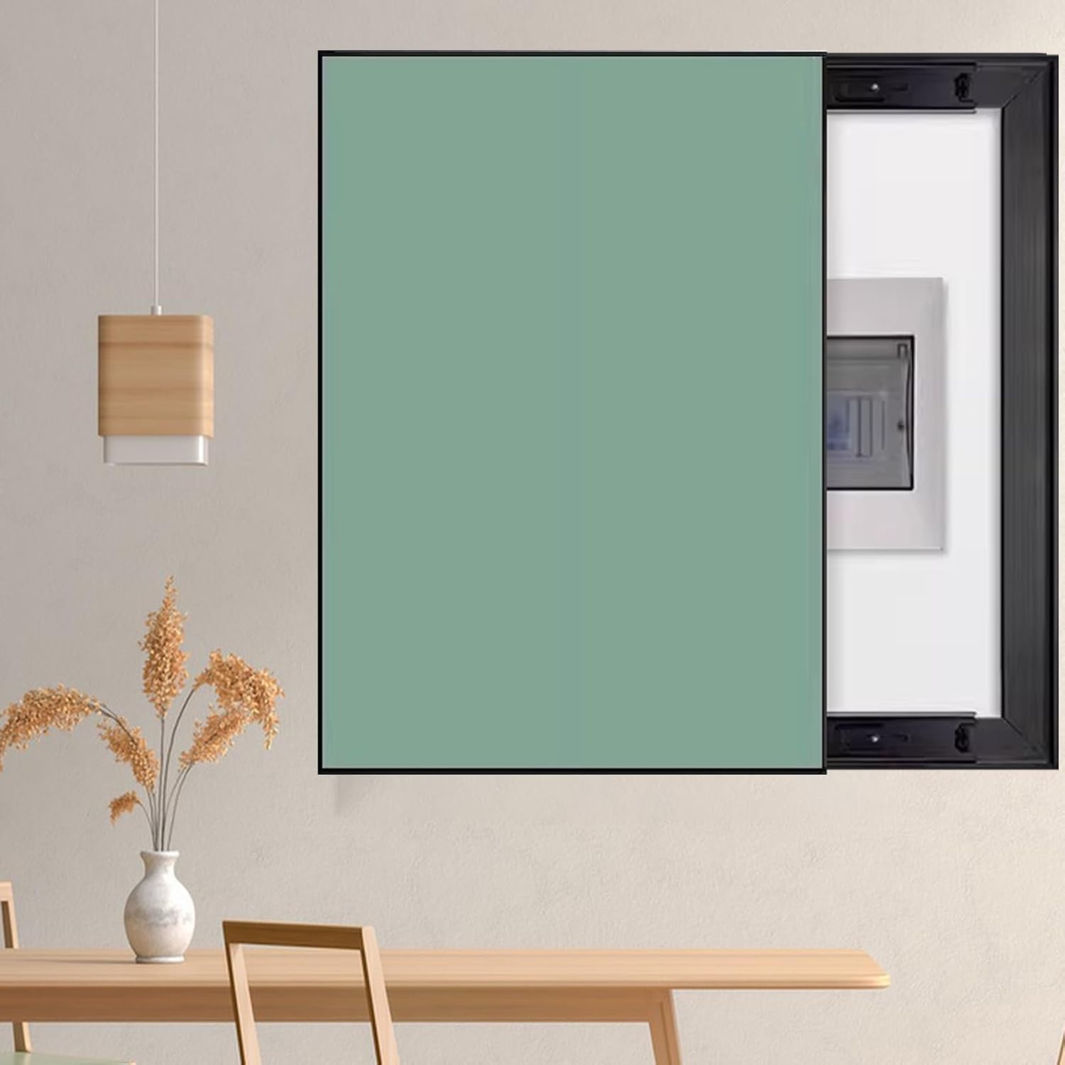 Vertical Breaker Box Cover for Decorative Electrical Panel, Indoor Fuse Box Cover for Wall Artative, Hide Meter Electric Cover with Sliding Design(Green,40x50cm(15 3/4x19 3/4'))