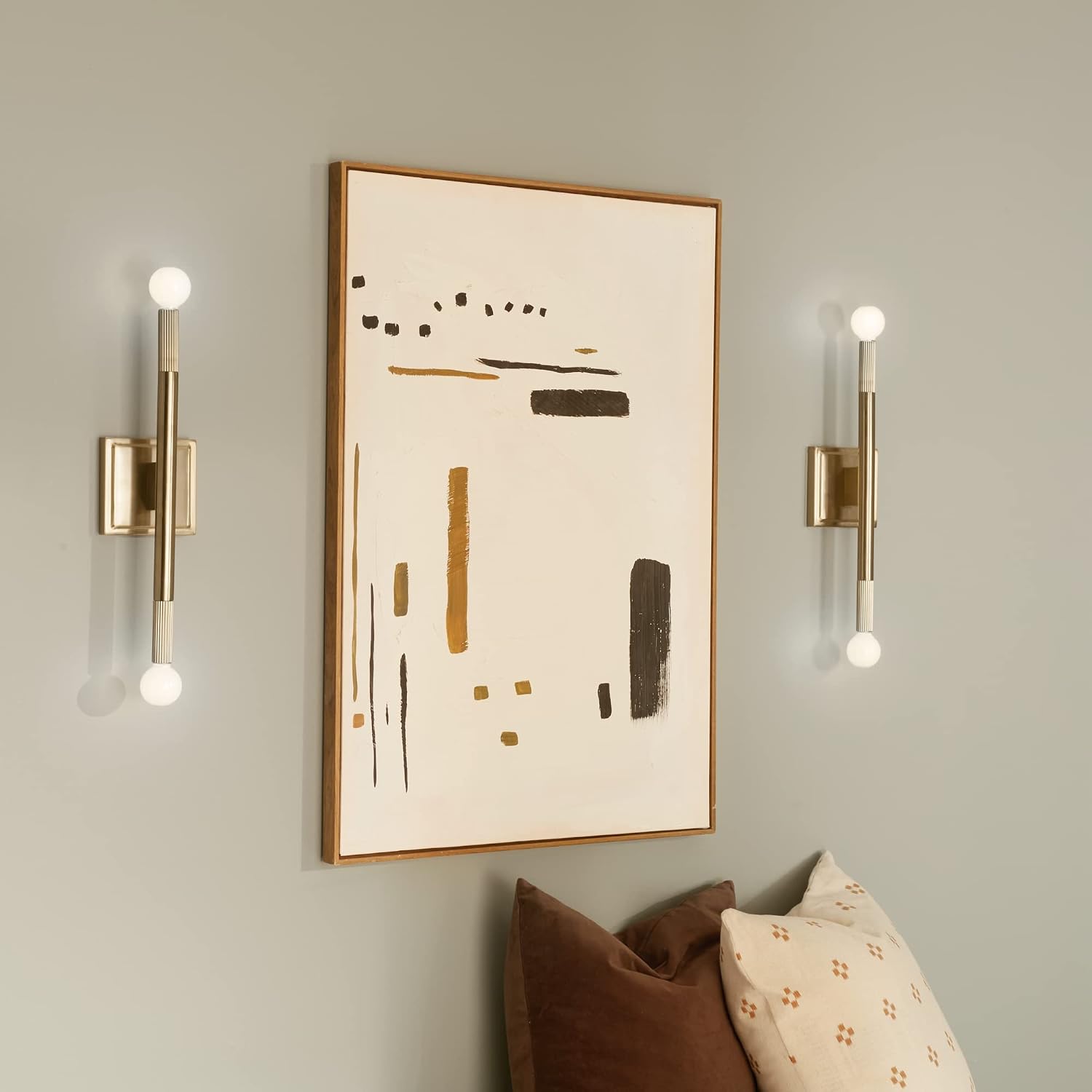 Kichler Odensa 2-Light Wall Vanity, Modern Light in Champagne Bronze, Mount Horizontally or Vertically, for Illuminating Art, TV, Mirrors, Bookshelves, Bed, Vanity, Bar, Hallways (17' x 5'), 52556CPZ
