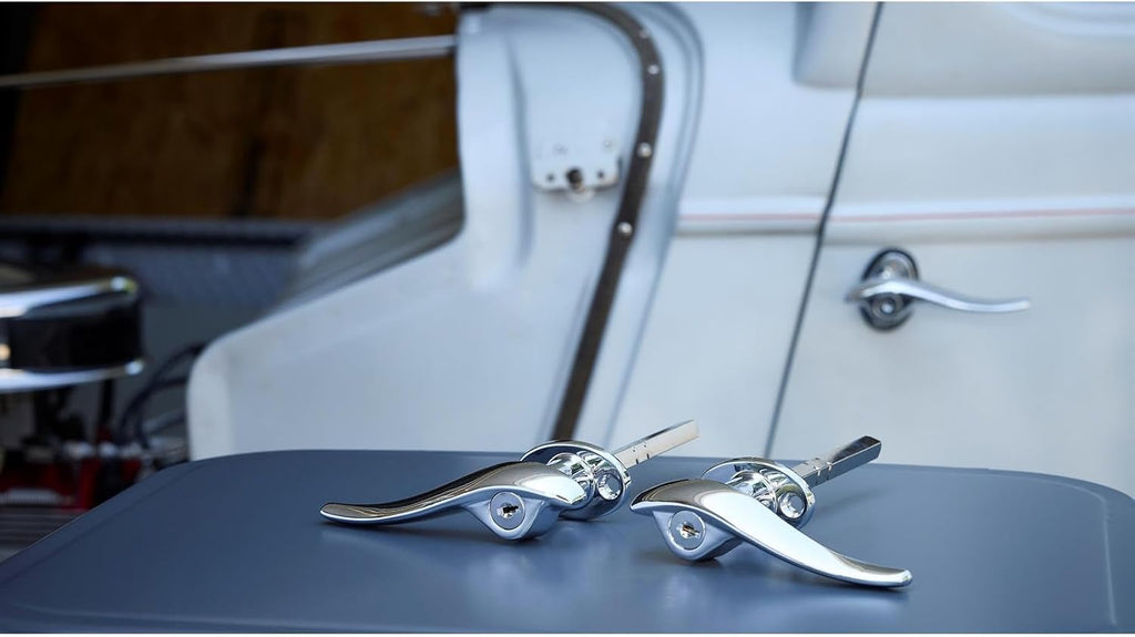Speedway Motors Outside Door Handle Kit Pair Chrome Steel Exterior Door Handles with Square Shafts and Hardware Compatible with 1932-34 Ford Car Coupe Sedan