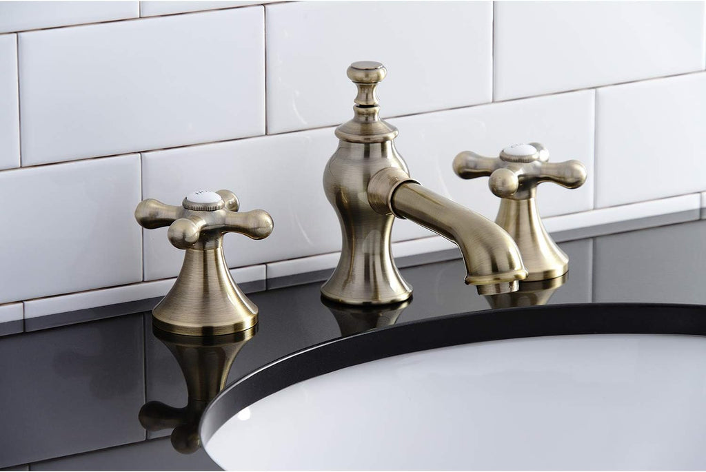 Kingston Brass KC7063AX Vintage Widespread Bathroom Faucet, Antique Brass, 8 x 5.63 x 3.06