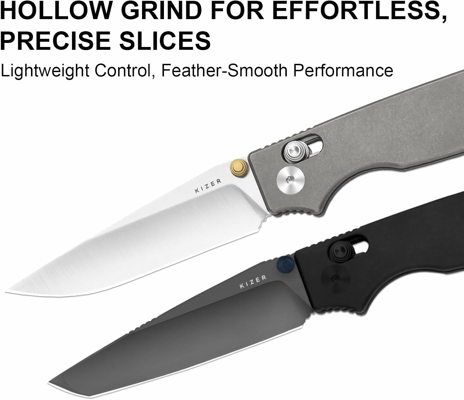 Kizer Original 2 EDC Pocket Knife, 3.2' S45VN Tanto Folding Knife with Titanium Handle, Thumb Stud Opener Clutch Lock, for Camping Hiking Fishing Ki3605.2TA1