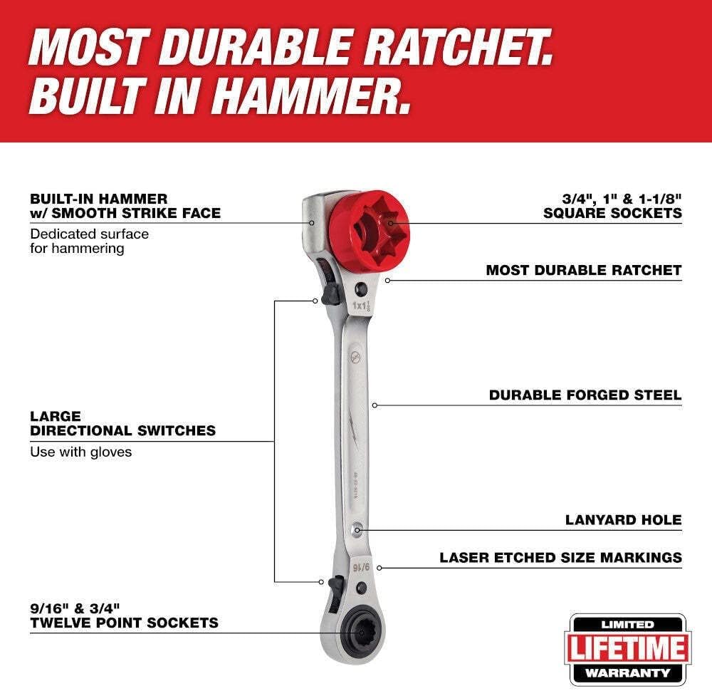 For Milwaukee 48-22-9216 Lineman's 5-in-1 Ratcheting Wrench Length 13.5 in