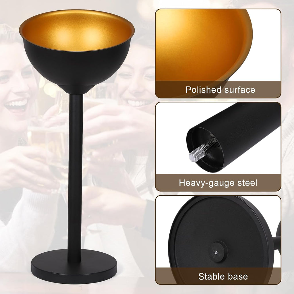 Generic 12L Champagne Ice Bucket with Stand Standing Ice Buckets Stainless Steel for Wedding KTV Club BBQ Party Home Outdoor