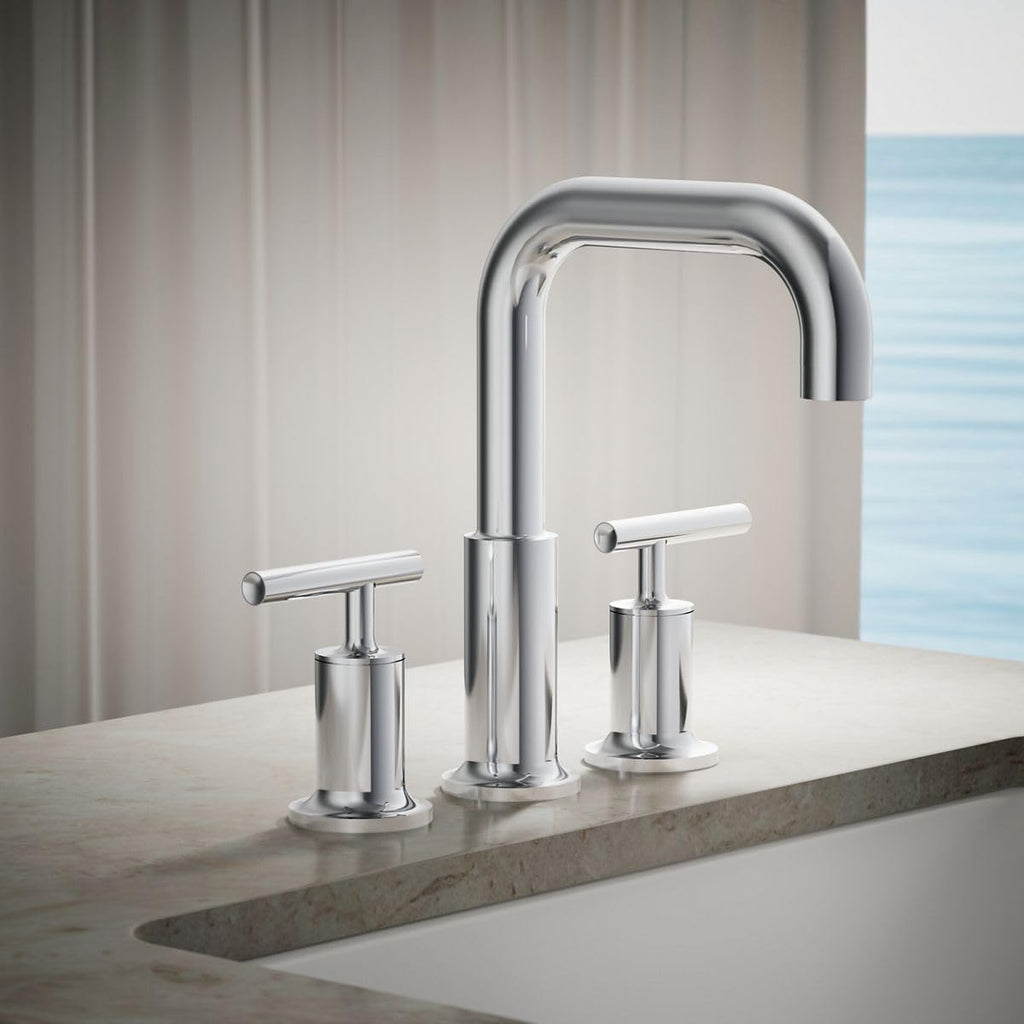 Kohler T14428-4-CP Purist Deck-Mount High-Flow Bath Faucet Trim with Lever Handles, Valve Not Included, Polished Chrome
