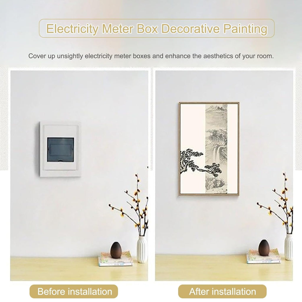 Electrical Panel Cover Breaker Box Cover Decorative, Decorative Cabinet for Hide Meter Box - Electrical Doors, for Living Room Home Office Removable(Black 3,50 * 70cm/20 * 28in)