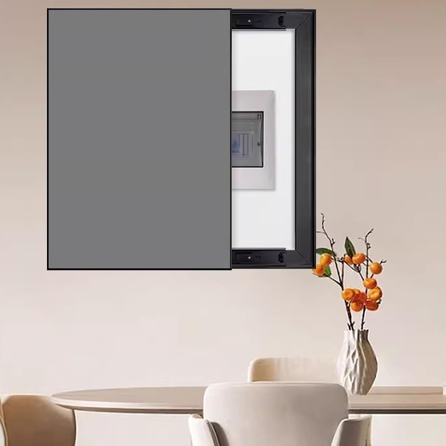 Solid Colored Electrical Panel Cover with Push-Pull Design, Vertical Hide Distribution Cover Wall Mounted, Decorative Consumer Unit Box Covers Hotel(Gray,60x80cm(23 5/8x31 1/2'))