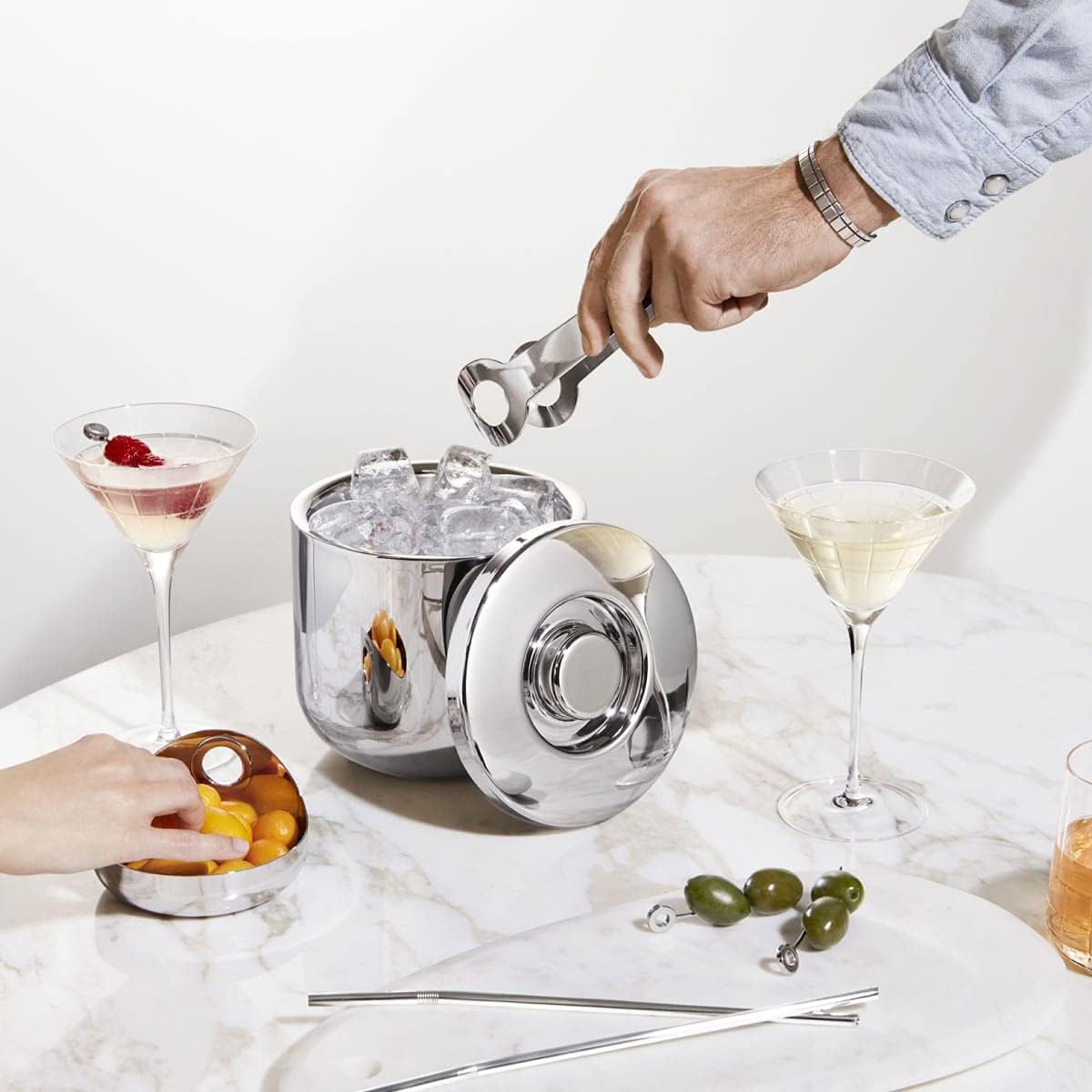 Christofle Oh de Christofle Stainless Steel Insulated Ice Bucket #5942015, Silver, 6.3 inch Height x 6.3 inch Diameter