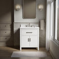 Kohler Kresla 30 Inch Bathroom Vanity Cabinet with White Single Sink and Quartz Top, Modern Bathroom Storage, White