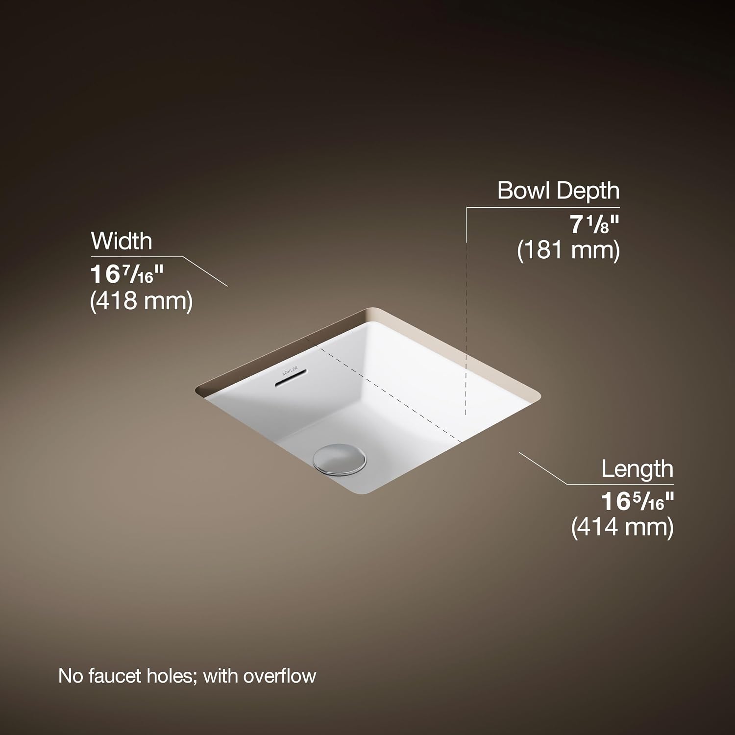 Kohler Brazn Square Undermount Bathroom Sink