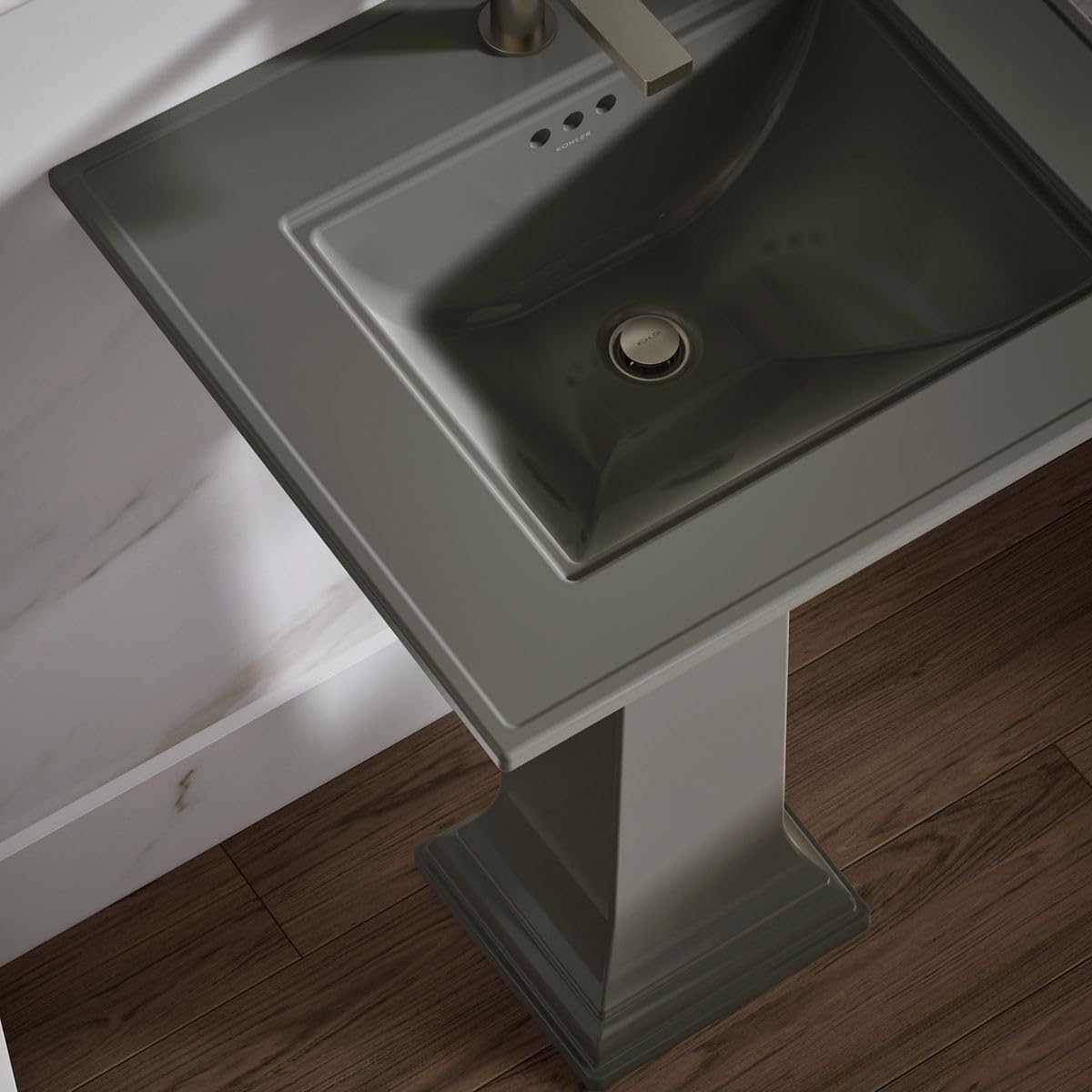 KOHLER Memoirs Stately 24' Pedestal bathroom sink with single faucet, White