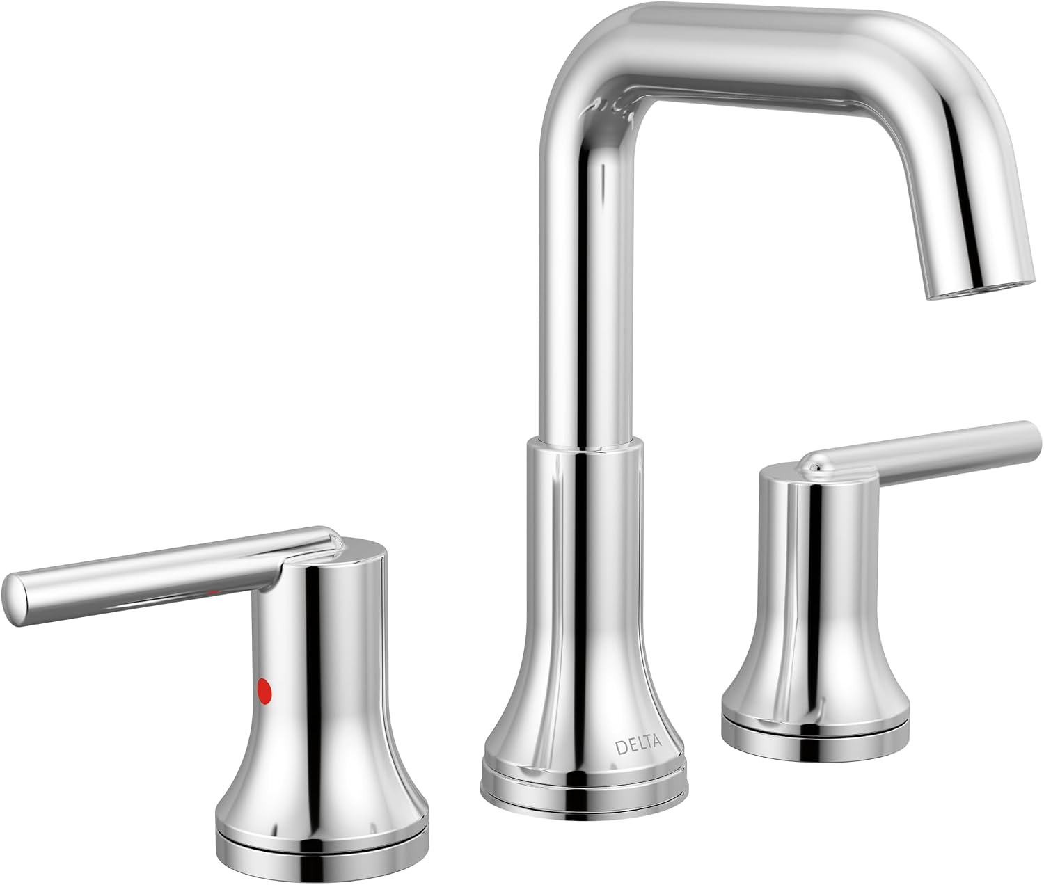 Delta Trinsic U-Spout Widespread Bathroom Faucet, Chrome 3-Hole Bathroom Sink Faucet, Metal Push-Pop Drain Assembly, Chrome 3554-MPU-DST
