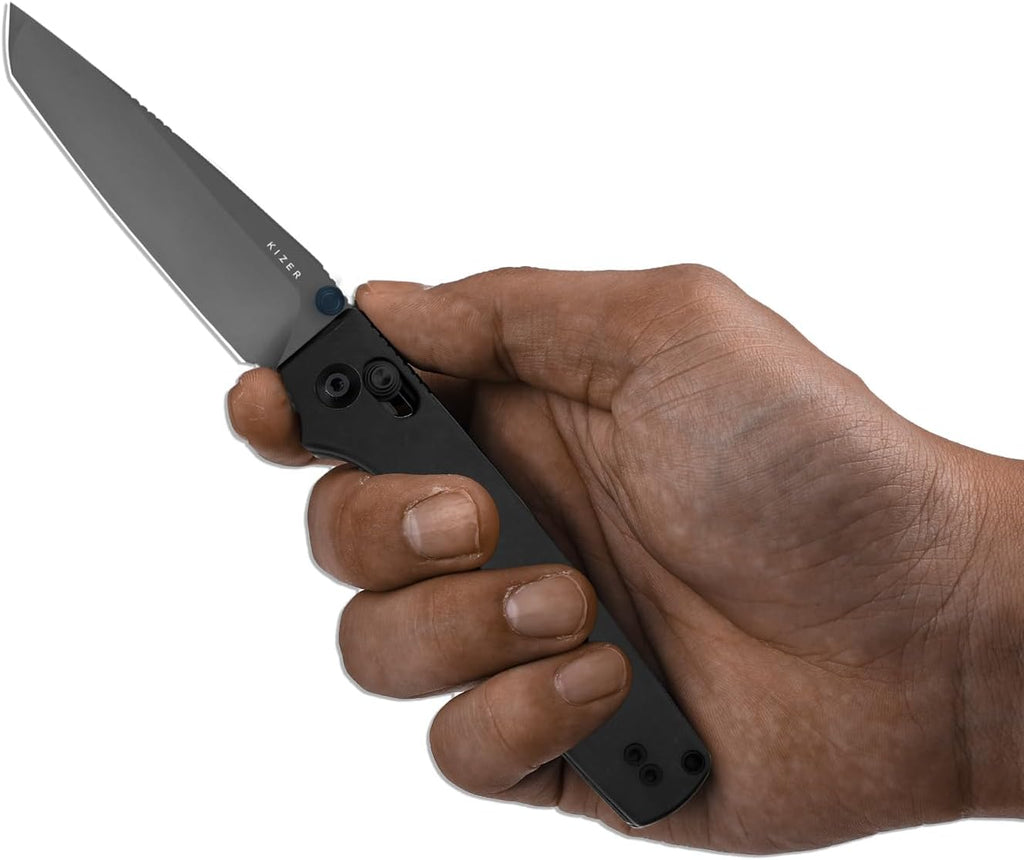Kizer Original 2 EDC Pocket Knife, 3.2' S45VN Tanto Folding Knife with Titanium Handle, Thumb Stud Opener Clutch Lock, for Camping Hiking Fishing Ki3605.2TA1