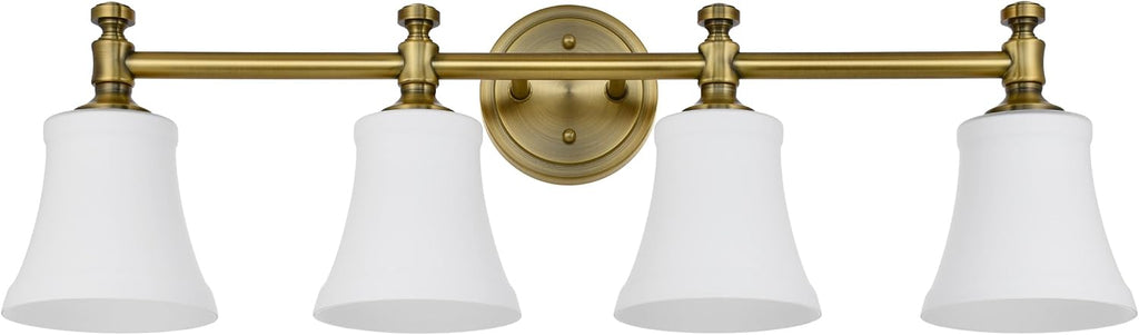 Champagne Bronze Bathroom Vanity Light Fixtures, Traditional Gold 4 Lights Wall Sconce Lighting with Large Opal Glass Shade, Porch Wall Mount Light Fixture for Bathroom, Mirror Cabinets Hallway Stairs