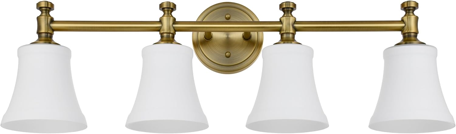 Champagne Bronze Bathroom Vanity Light Fixtures, Traditional Gold 4 Lights Wall Sconce Lighting with Large Opal Glass Shade, Porch Wall Mount Light Fixture for Bathroom, Mirror Cabinets Hallway Stairs