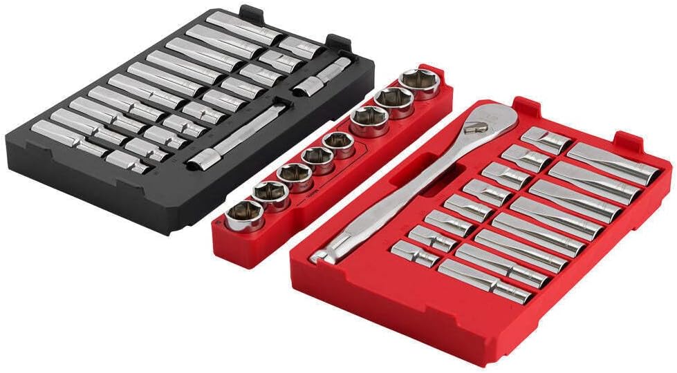 (Two Boxes) Compatible with Milwaukee 48-22-9487 94 PC 1/2' Drive Ratchet/Socket Set w/Packout Organizer