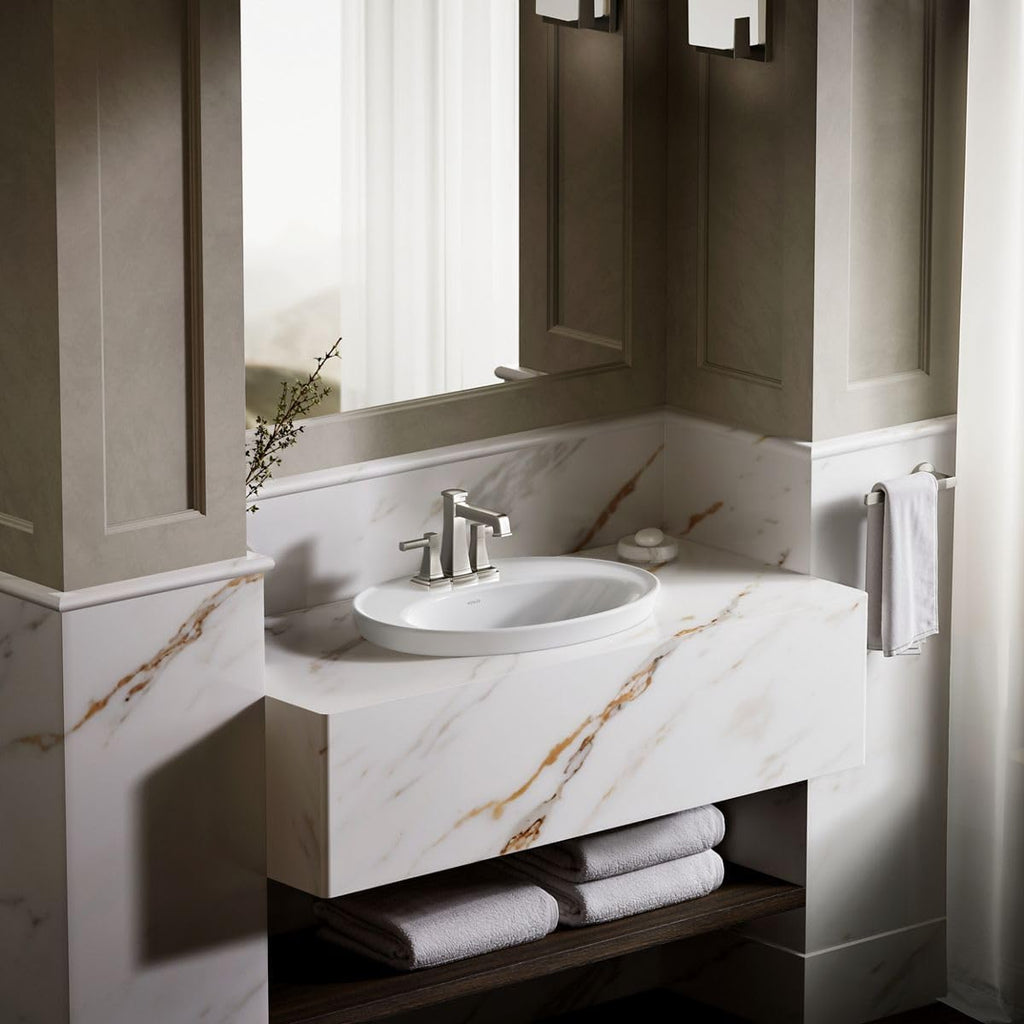 Kohler K-2075-4-0 Serif Self-Rimming Bathroom Sink, White
