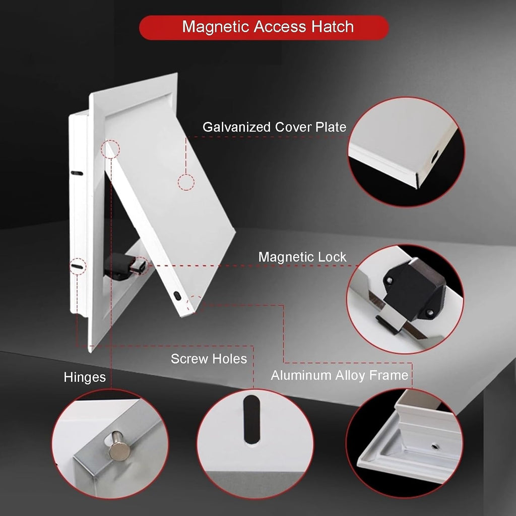 Aluminum Alloy Acces-s Cover Panel, Universal Flush Mount Service Hatch Door with Screws, Wall Inspection Hole Cover Plate for Plumbing & Electrical Cables(Black,15x15cm(5.9x5.9in))