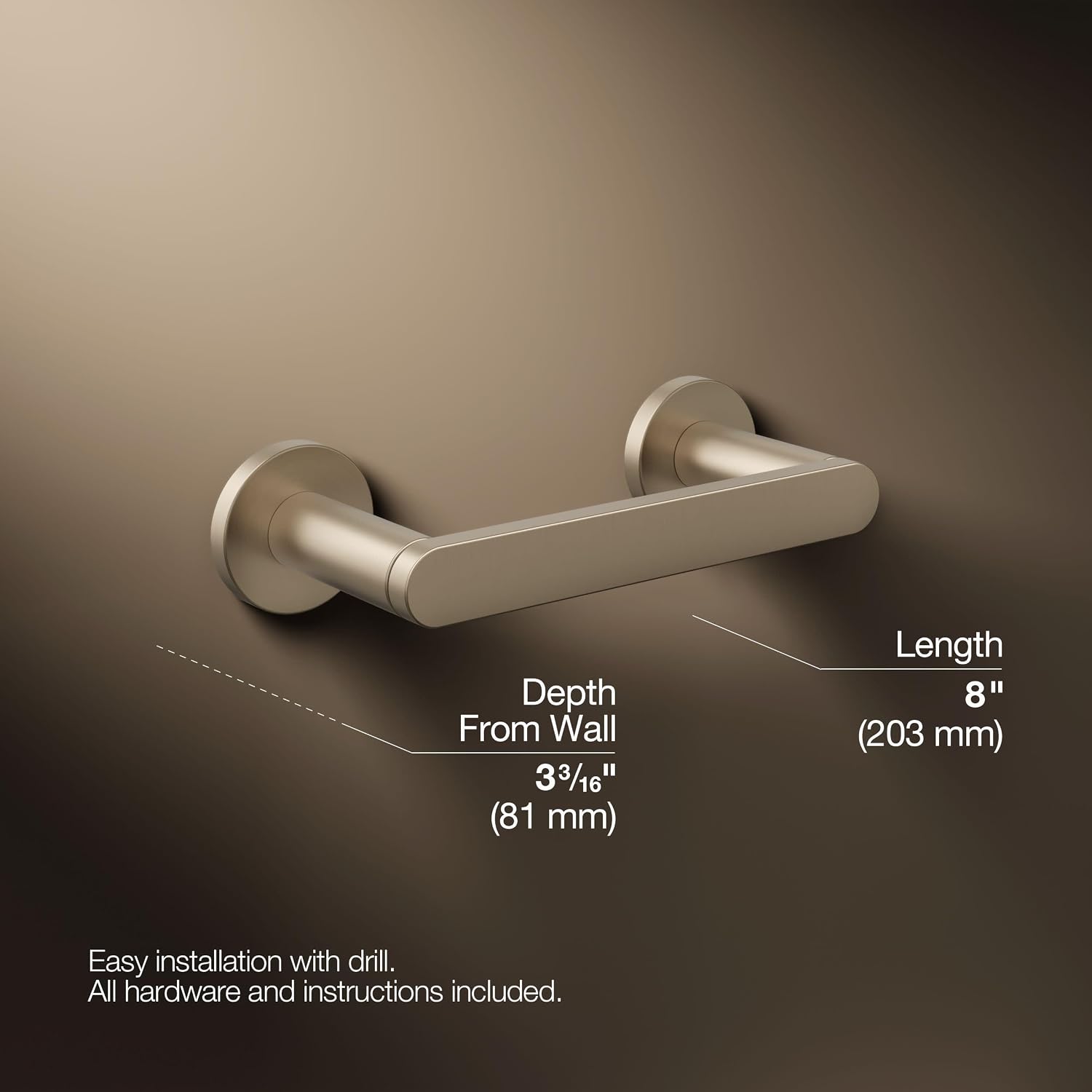 Kohler K73147-BV Composed Wall Mounted Pivoting Toilet Paper Holder Vibrant Brushed Bronze