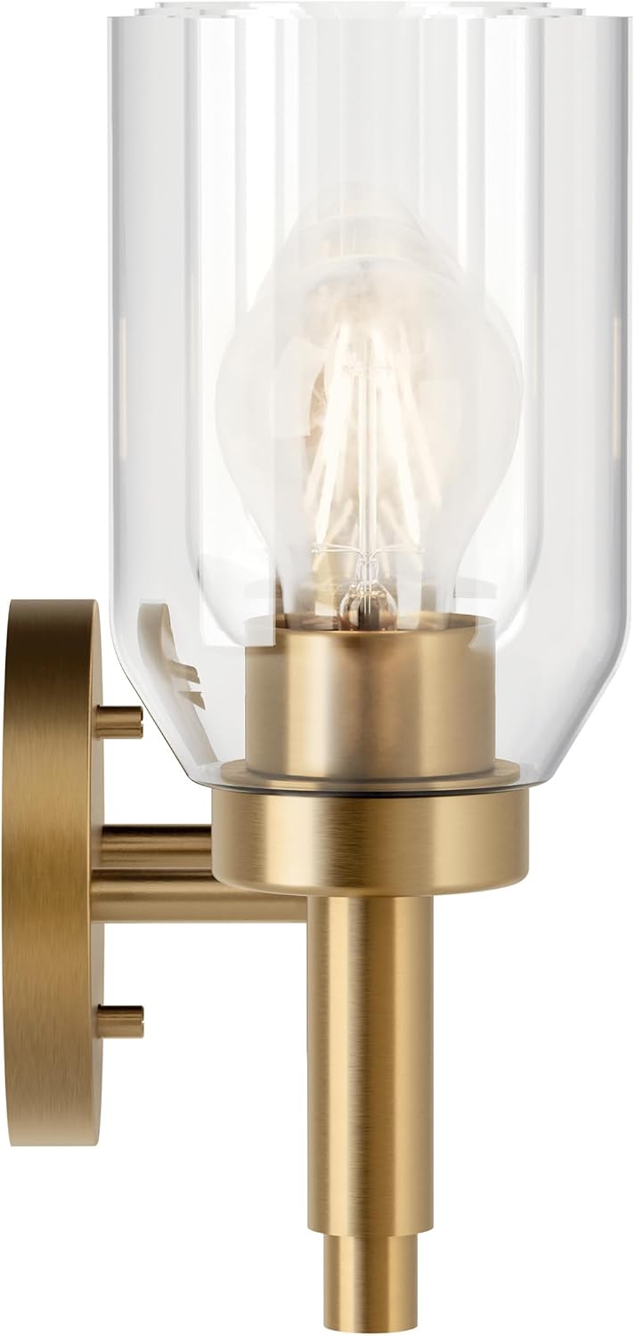 Kichler Madden 3-Light Bathroom Vanity Light Fixture with Clear Glass in Champagne Bronze, Modern Wall Mount Lighting for Single Vanity Mirror (10.5' x 24'), 55185CPZ