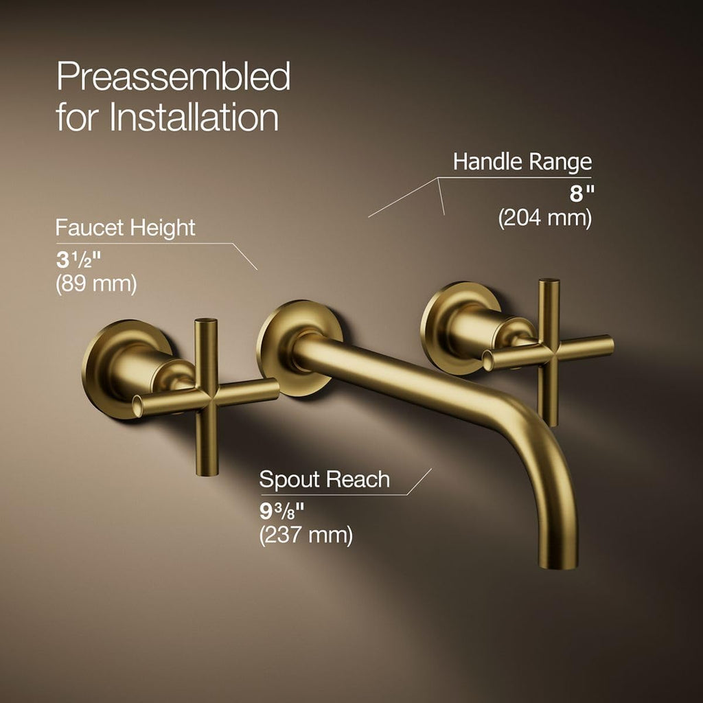Purist Wall-mount Bathroom Sink Faucet Trim With 9-in, 90-degree Angle Spout And Cross Handles, Requires Valve