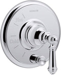 KOHLER K-T72768-4-CP Artifacts Rite-Temp Pressure-Balancing Valve Trim with Push-Button Diverter and Lever Handle, Polished Chrome