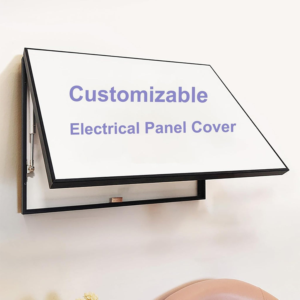 Electrical Panel Cover Distribution Cover Customizable Screen, Electric Panel Cover with Hydraulic Lever, Flip Cover Breaker Box Cover Wall Mount, 5 Frame Colors(Black,WXL-50 x 40CM-19.7 x 15.7')