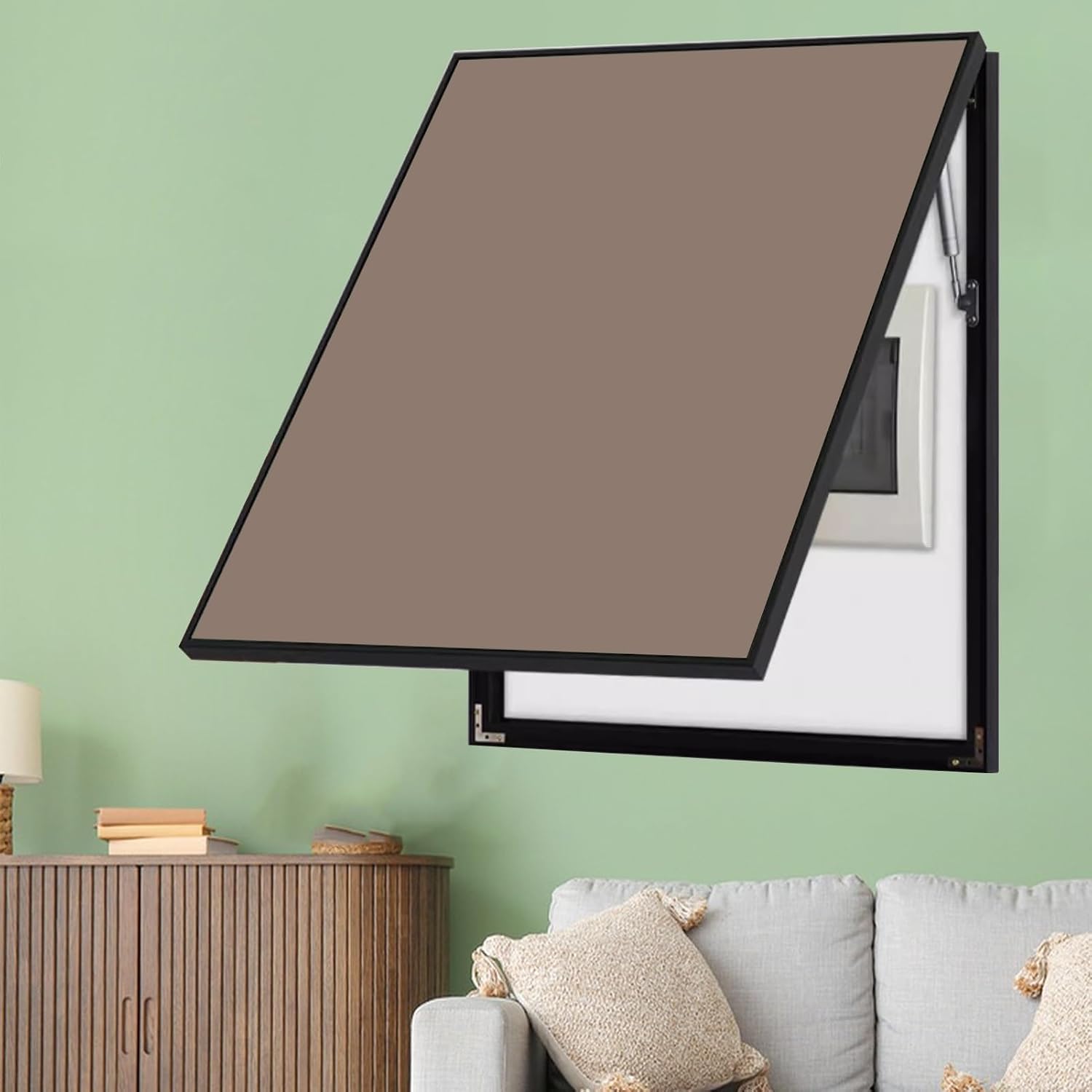 Vertical Meter Box Cover for Breaker Panel, 30x40cm / 12x16inch Electrical Panel Cover for Wall Decoration, Indoor Fuse Box Plate for Replacement(Dark Brown,50x70cm(19.7x27.6))