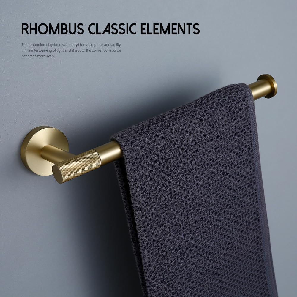 Bathroom Hardware Accessories Set Brushed Gold Knurled Brass Kit Towel Bar Ring Robe Hook Paper Holder Towel Ring Toilet Brush,kit,45