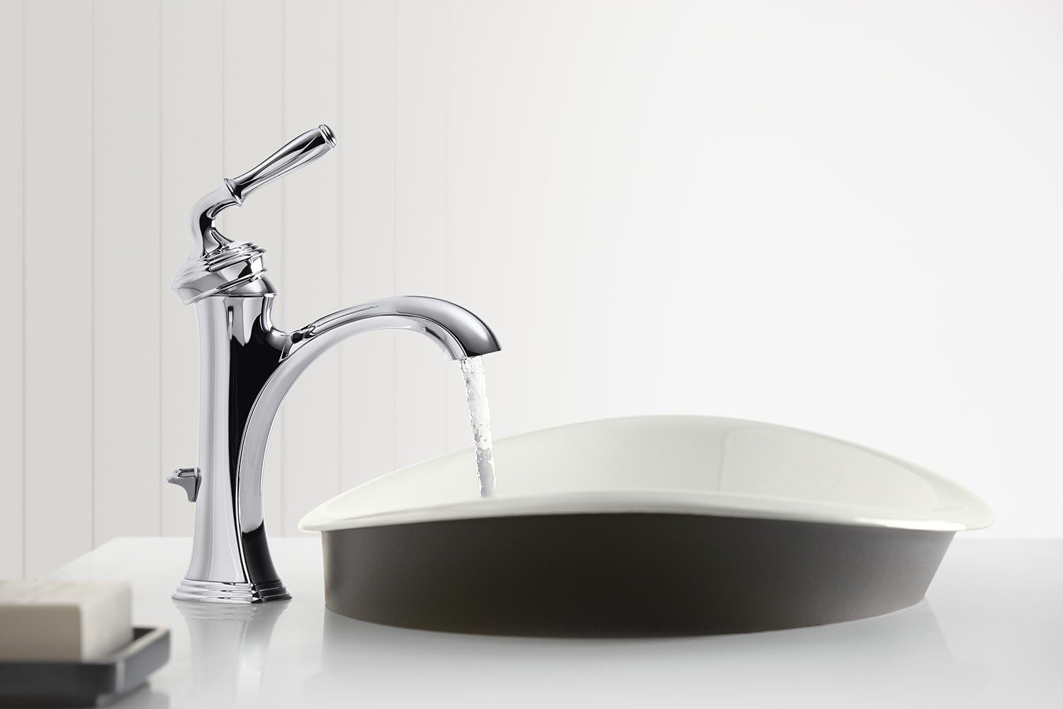 KOHLER K-5403-P5-0 Iron Plains Wading Pool Oval Bathroom Sink with Iron Black Painted Underside, White