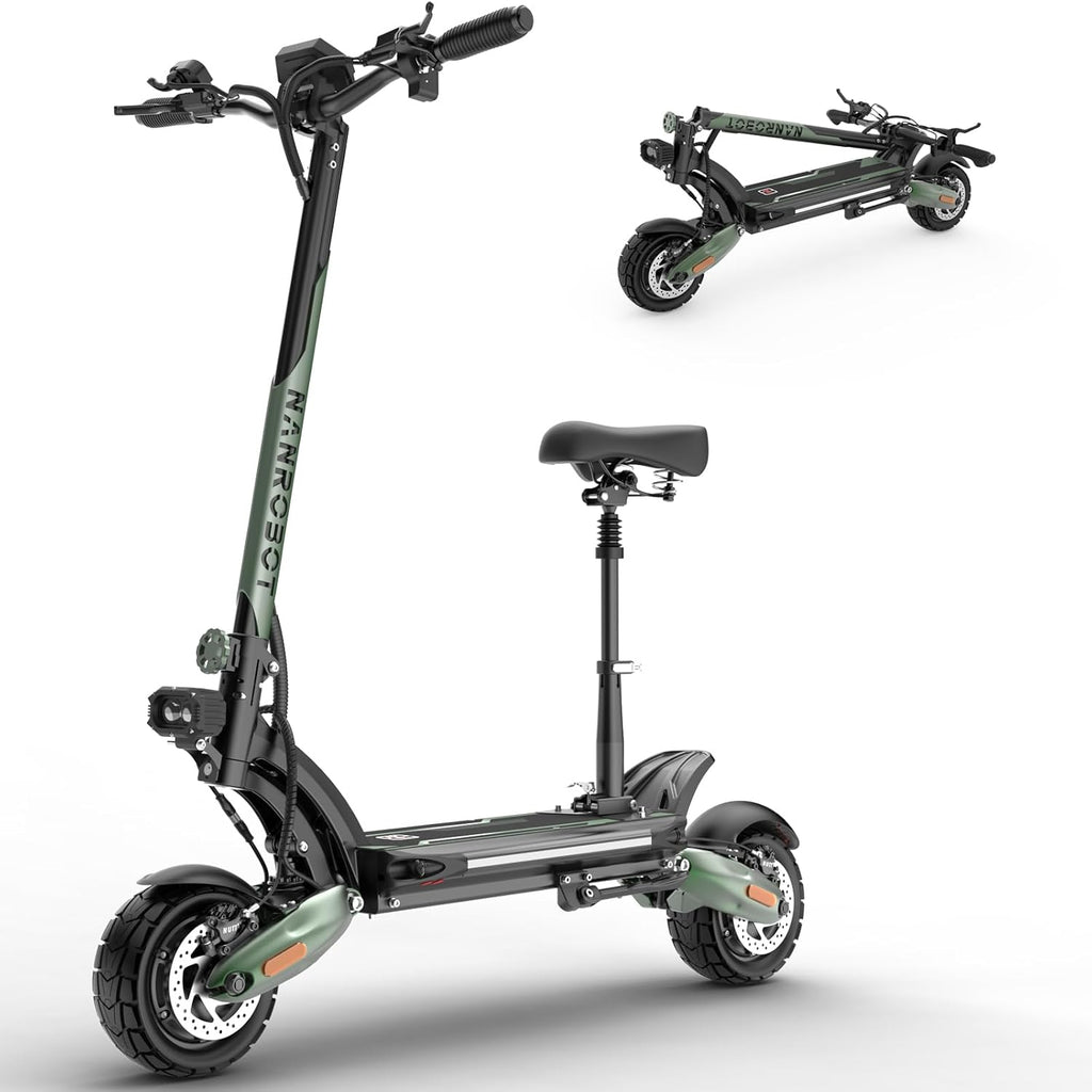 NANROBOT D6+ Lightning H1 Electric Scooter Adults 3000W Dual Motors 45 MPH Top Speed 75/40/18 Miles Long Range Fast Electric Scooter 10' Off-Road Tires E Scooter Foldable Commuter Sport Scooters