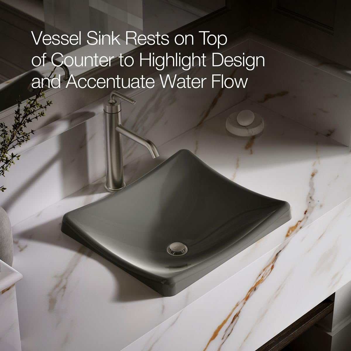 KOHLER K-2833-58 DemiLav Wading Pool Bathroom Sink, Thunder Grey