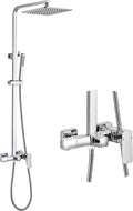 RBROHANT Polished Chrome Exposed Shower System with Tub Spout, Exposed Shower Fixtures for Bathroom with Brass 3-Functional Valve, Height Adjustable, Wall Mounted