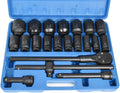 22-Pieces 3/4' DR Drive Deep Impact Socket Set, 6-Point (7/8-Inch - 2-Inch) SAE 22pc Jumbo Impact Socket Set, with Impact Adapter, Ratchet Wrench Extension Rod, Sliding Bar & Carrying Case (09090#)