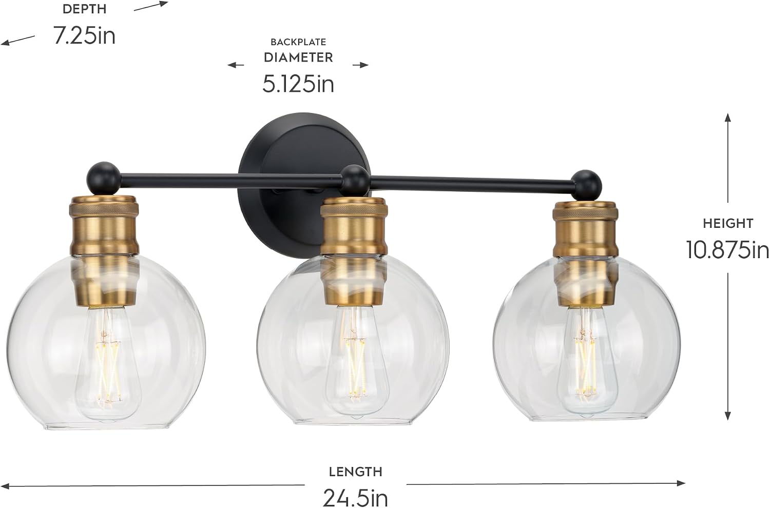 Hansford Collection 3-Light Clear Glass Coastal Bath Vanity Light Antique Bronze
