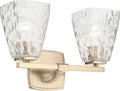 Kichler Marant 14.25' 2-Light Bathroom Vanity Light Fixture with Clear Water Glass in Champagne Bronze for Powder Room Over Mirror (14.25' W x 9.5' H), 55215CPZWTR