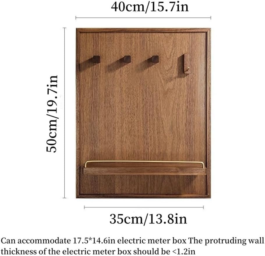 Electric Meter Box Protection Cover, Wooden Wall Hole Cover with Hook, Protective Electric Meter Cover, with Partition for Storage and DIY Decoration(Brown,15.7 * 19.7in)