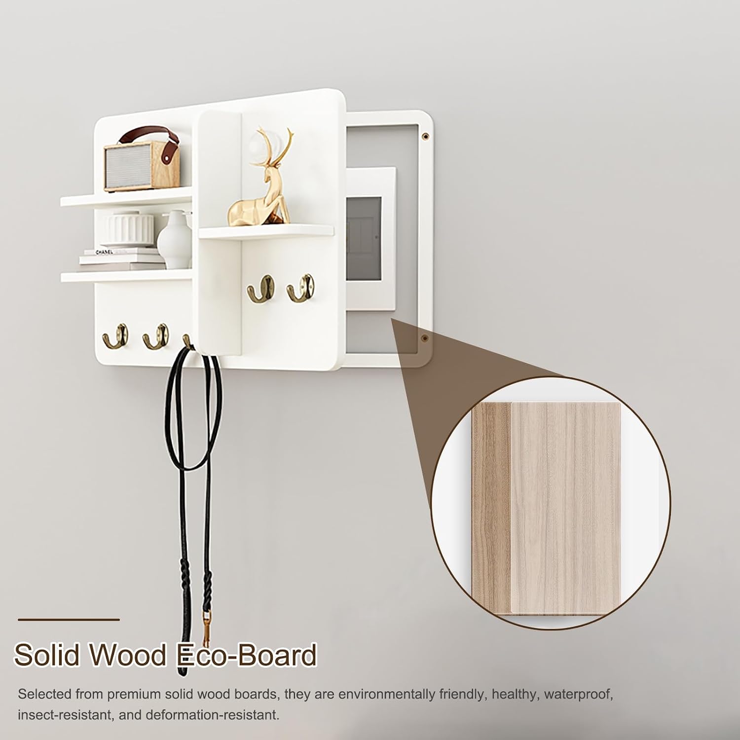 Decorative Fuse Box Covers, Hide Electrical Panel Decoration Wall Mounted, Wooden with Shelf & Hooks, Adapts to Different Interior Decoration Styles(Green,50 * 40cm/20 * 16in)