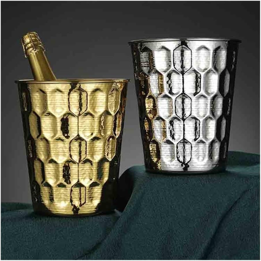 Ice Bucket, Ice Bucket Household Stainless Steel Ice Bucket Champagne Beer Wine Chilling Bucket Large Capacity Ice Grain Bucket Ice Buckets For Parties(Gold)