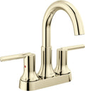 Delta Trinsic High Arc Centerset Bathroom Faucet, Polished Nickel 3-Hole Bathroom Sink Faucet, Metal Push-Pop Drain Assembly, Polished Nickel 2559-PNMPU-DST