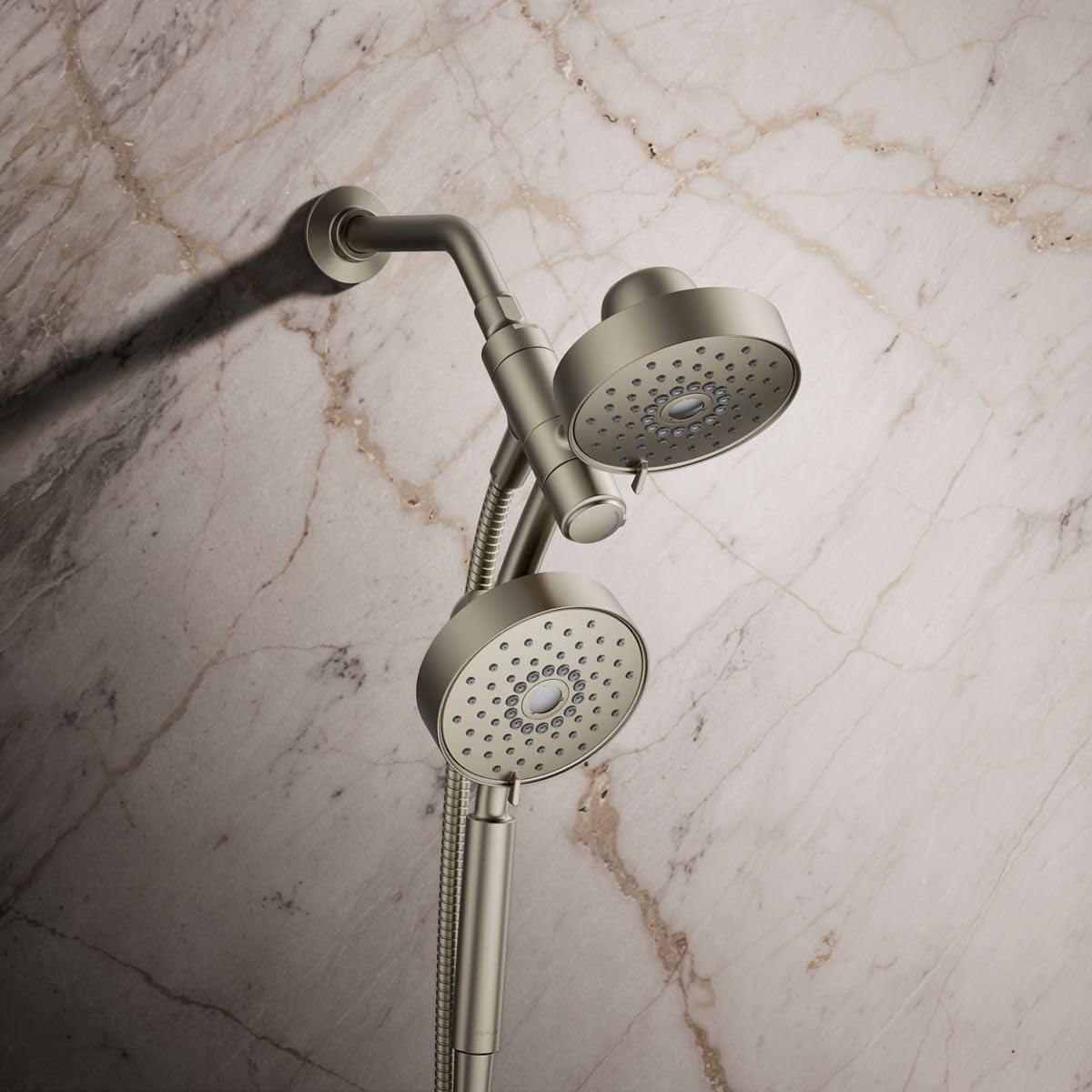 KOHLER 23219-BN Purist 2-in-1 Multi Function Shower Kit with SHOWERHEAD & HAND SHOWER, Full Coverage & Rotating Rail, Vibrant Brushed Nickel, 2.5 GPM