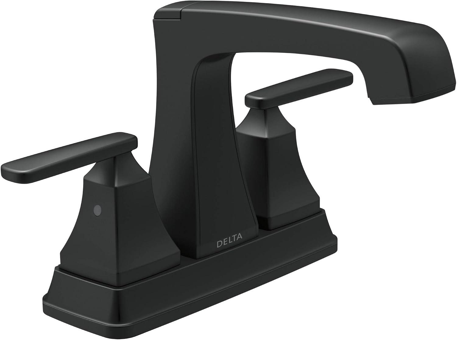Delta Faucet Ashlyn Centerset Bathroom Faucet, Black Bathroom Sink Faucet, 2 Handle Bathroom Faucet, Diamond Seal Technology, Metal Drain Assembly, Matte Black 2564-BLMPU-DST