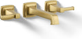 Kohler T26432-4-2MB RIFF® Widespread wall-mount bathroom sink faucet trim, Vibrant Brushed Moderne Brass
