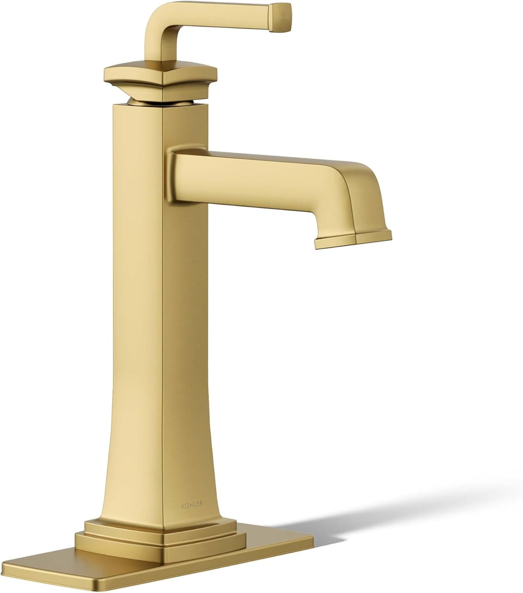 KOHLER 26430-4N-2MB K-26430-4N-2MB Riff Tall Single-Handle Bathroom Sink Faucet, 5 gpm, Vibrant Brushed Moderne Brass