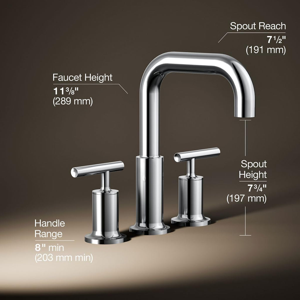 Kohler T14428-4-CP Purist Deck-Mount High-Flow Bath Faucet Trim with Lever Handles, Valve Not Included, Polished Chrome
