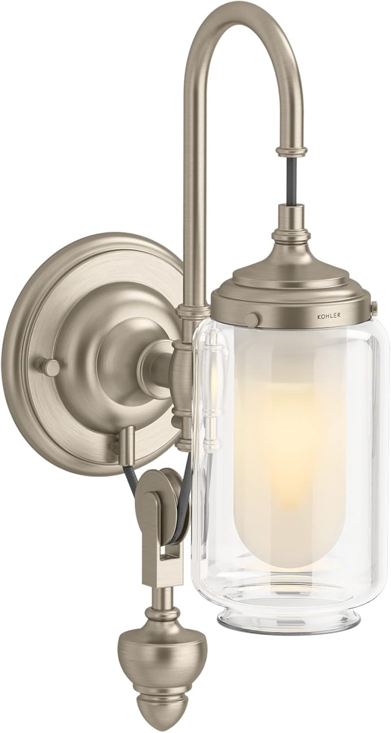 KOHLER Artifacts Bathroom Vanity Light Fixture, Wall Sconce Lighting, Downlight Only, UL Listed, 1 Light - Adjustable, Vibrant Brushed Bronze