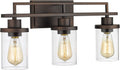 Emliviar 3-Light Vanity Light for Bathroom - Farmhouse Bathroom Light Fixtures in Oil Rubbed Bronze Finish with Clear Glass, YCE238B-3W ORB