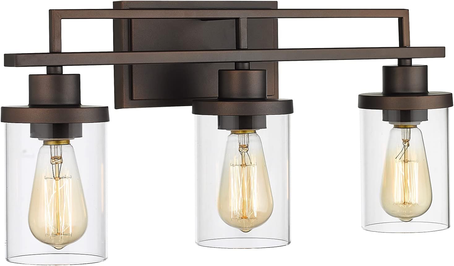 Emliviar 3-Light Vanity Light for Bathroom - Farmhouse Bathroom Light Fixtures in Oil Rubbed Bronze Finish with Clear Glass, YCE238B-3W ORB