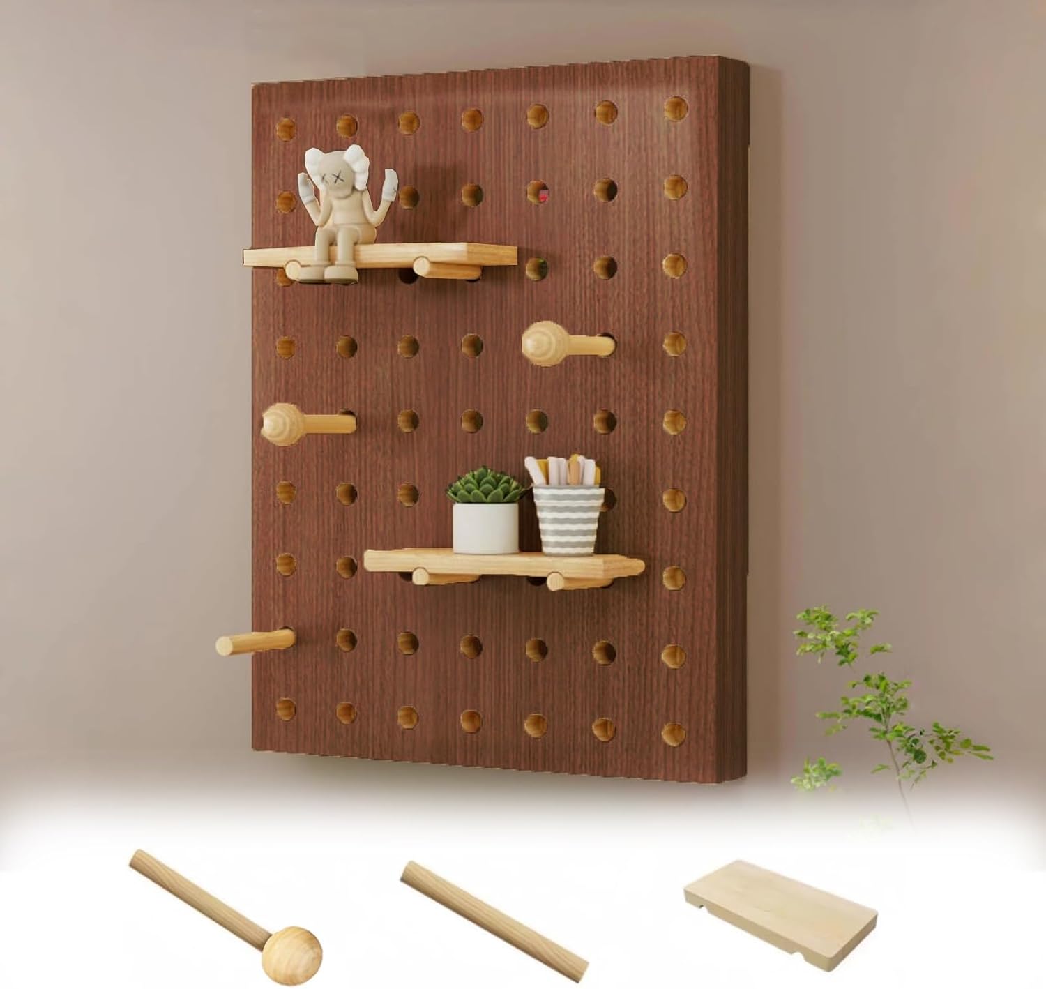 Electrical Panel Cover Electric Panel Cover with Shelf & Hook, Multifunctional Circuit Breaker Box Cover Decorative, Distribution Box Lid for Entrance Corridor(Brown,40 x 50 cm (15 3/4' x 19 3/4'))